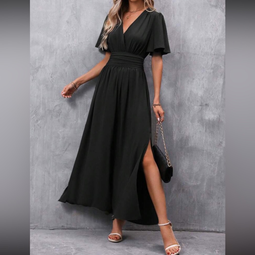 Boho butterfly sleeve slit thigh maxi dress - Picture 9 of 14